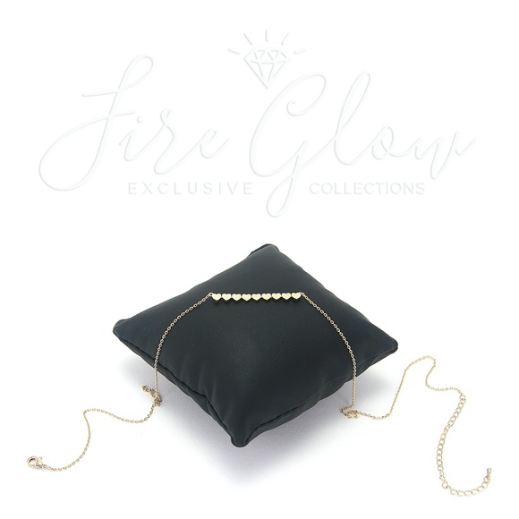 9 Hearts Gold Tone Bar Pendant Necklace - Picture 7 of 7